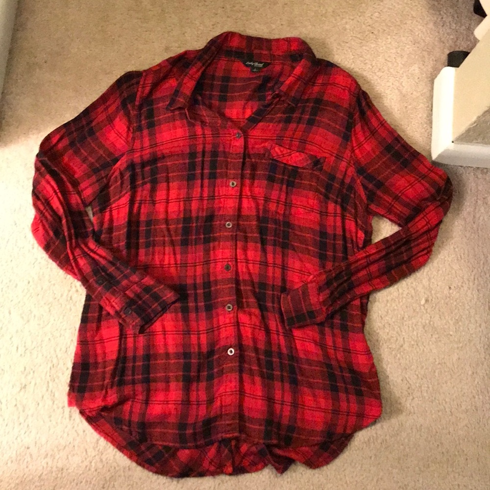 LUCKY BRAND Red & Black flannel - L